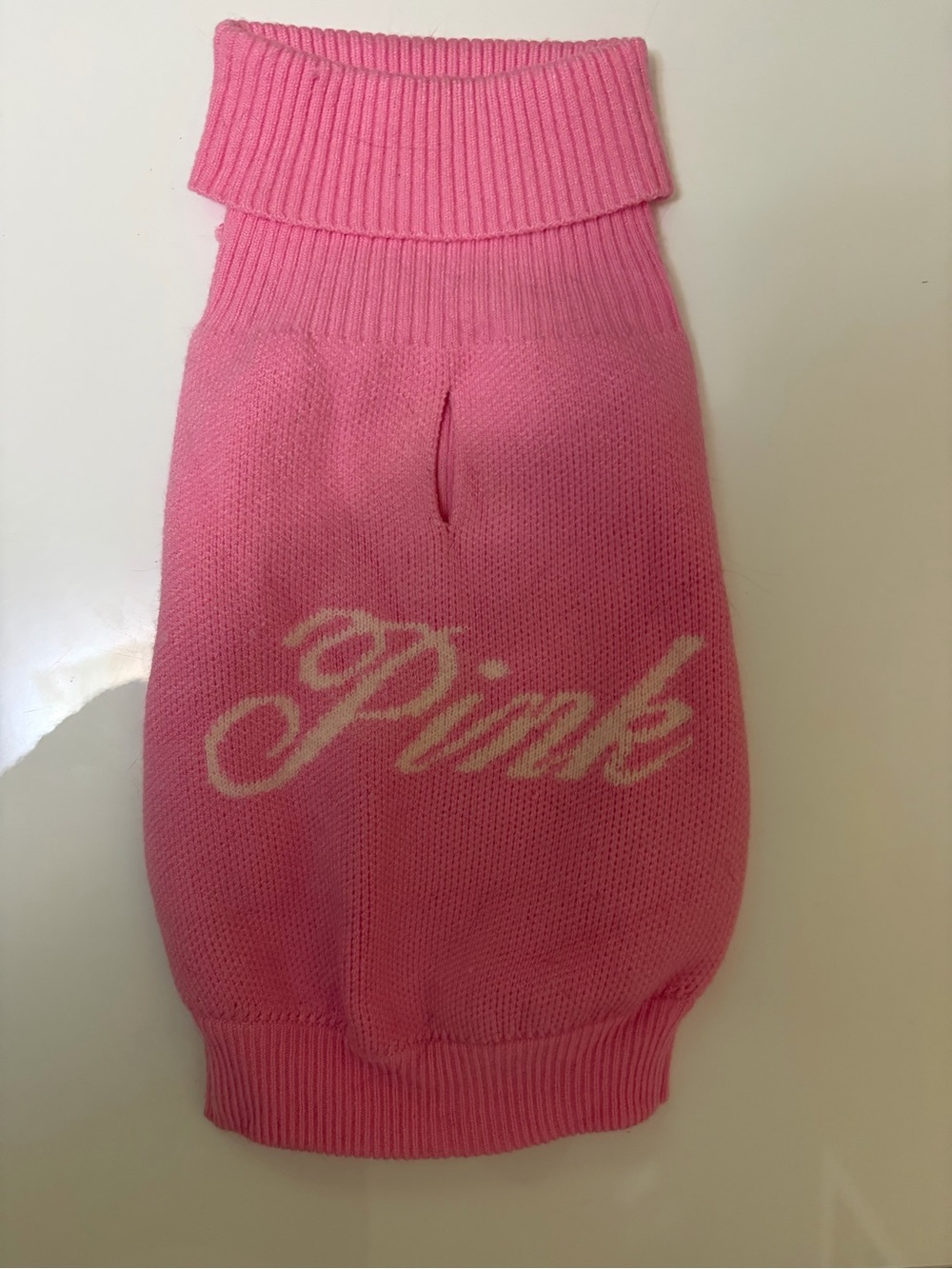 PINK Victoria's Secret Bubblegum Pink Knit Dog Sweater with Script Logo